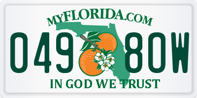 FL license plate 0498OW
