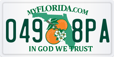 FL license plate 0498PA