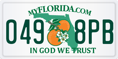 FL license plate 0498PB