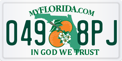 FL license plate 0498PJ