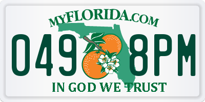 FL license plate 0498PM