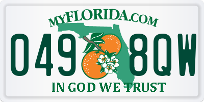 FL license plate 0498QW
