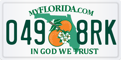 FL license plate 0498RK
