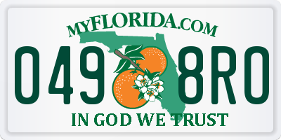 FL license plate 0498RO