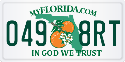 FL license plate 0498RT