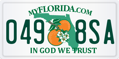 FL license plate 0498SA