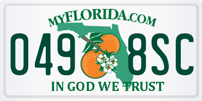 FL license plate 0498SC