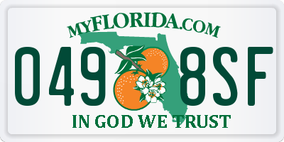 FL license plate 0498SF
