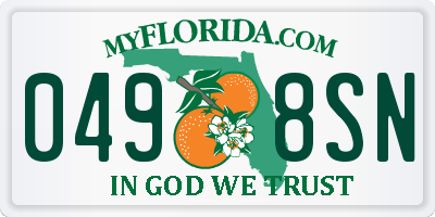 FL license plate 0498SN