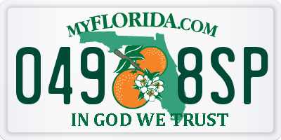 FL license plate 0498SP