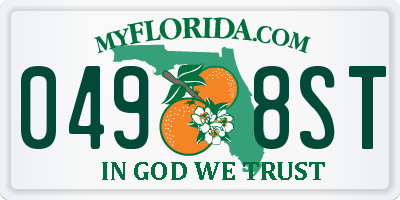 FL license plate 0498ST
