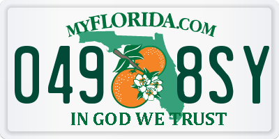 FL license plate 0498SY