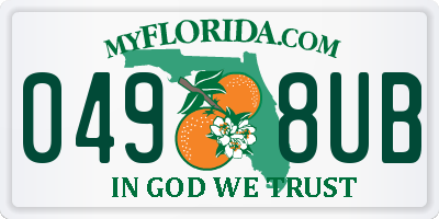 FL license plate 0498UB