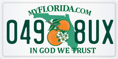 FL license plate 0498UX