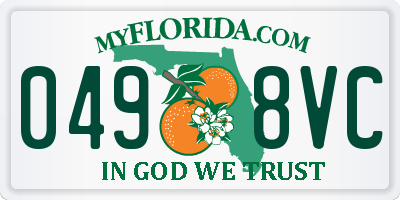 FL license plate 0498VC