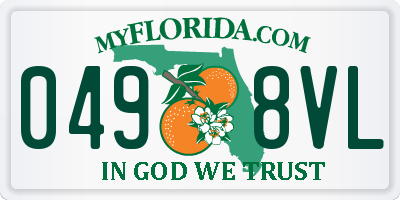 FL license plate 0498VL