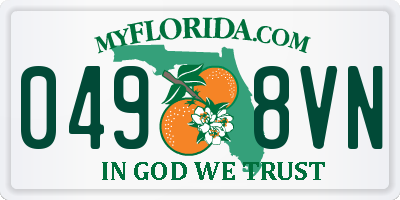 FL license plate 0498VN