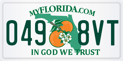 FL license plate 0498VT