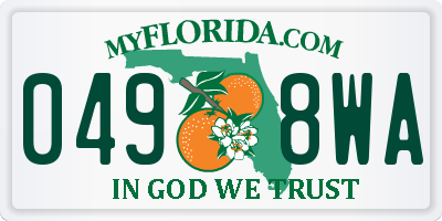 FL license plate 0498WA