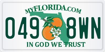 FL license plate 0498WN
