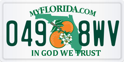 FL license plate 0498WV