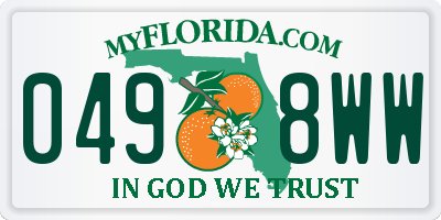 FL license plate 0498WW