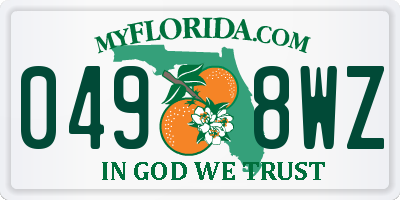 FL license plate 0498WZ