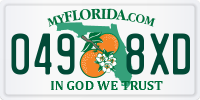FL license plate 0498XD