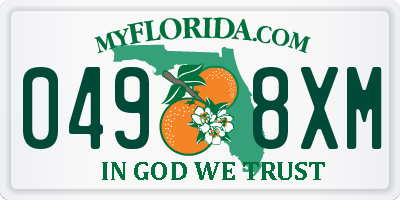 FL license plate 0498XM