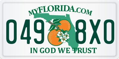 FL license plate 0498XO