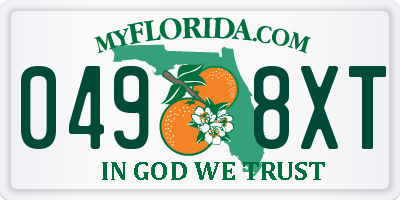 FL license plate 0498XT