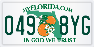 FL license plate 0498YG