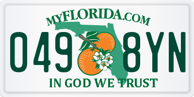 FL license plate 0498YN