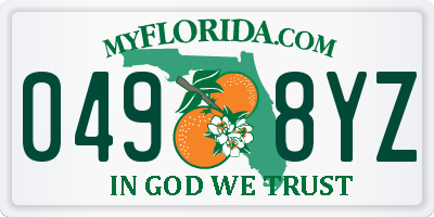 FL license plate 0498YZ