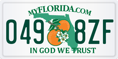 FL license plate 0498ZF