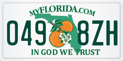 FL license plate 0498ZH