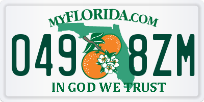 FL license plate 0498ZM