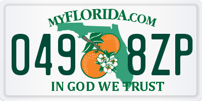 FL license plate 0498ZP