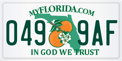 FL license plate 0499AF