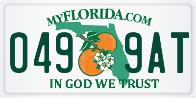 FL license plate 0499AT