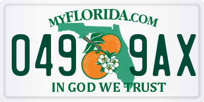 FL license plate 0499AX