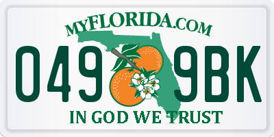 FL license plate 0499BK