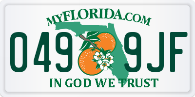 FL license plate 0499JF