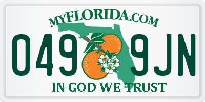 FL license plate 0499JN