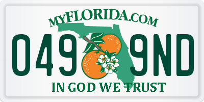 FL license plate 0499ND