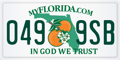 FL license plate 0499SB