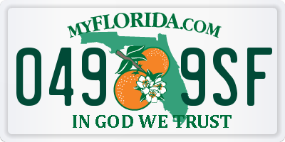 FL license plate 0499SF