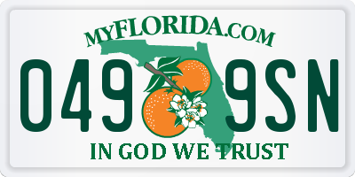 FL license plate 0499SN