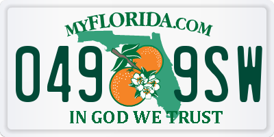 FL license plate 0499SW