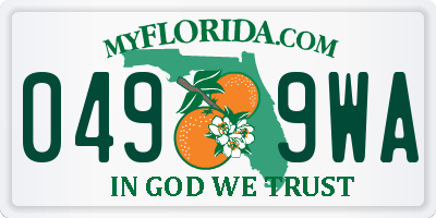 FL license plate 0499WA